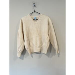 Qi Sport 100% Cashmere V- Neck Sweater Mens Pullover Size Large 2609